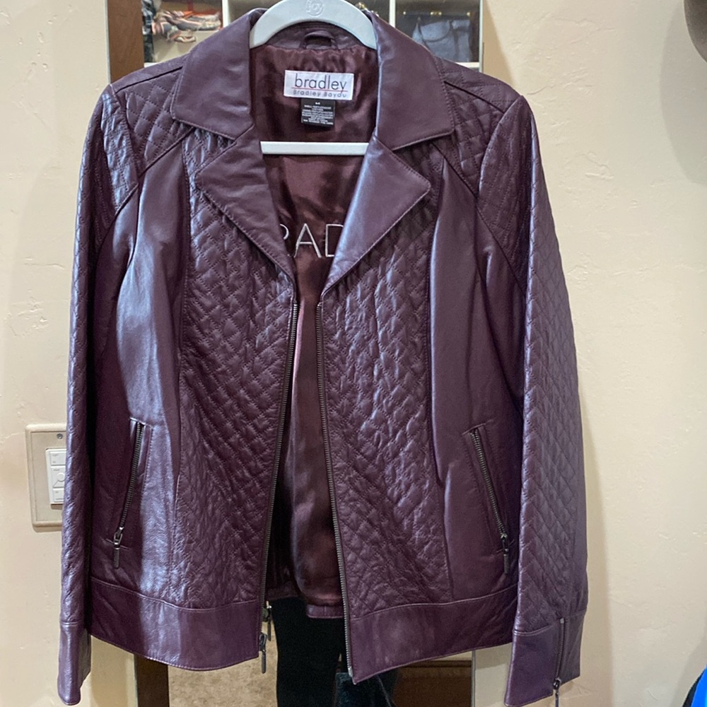 Leather quilted jacket